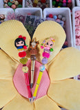 Rapunzel en (lapiz) snowen (lapiz) torito en (lapicero)