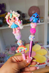 Unicorn girl (lapicero) and stich (en lapiz)
