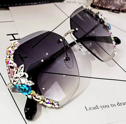 FLOWER Lentes Negros con bling